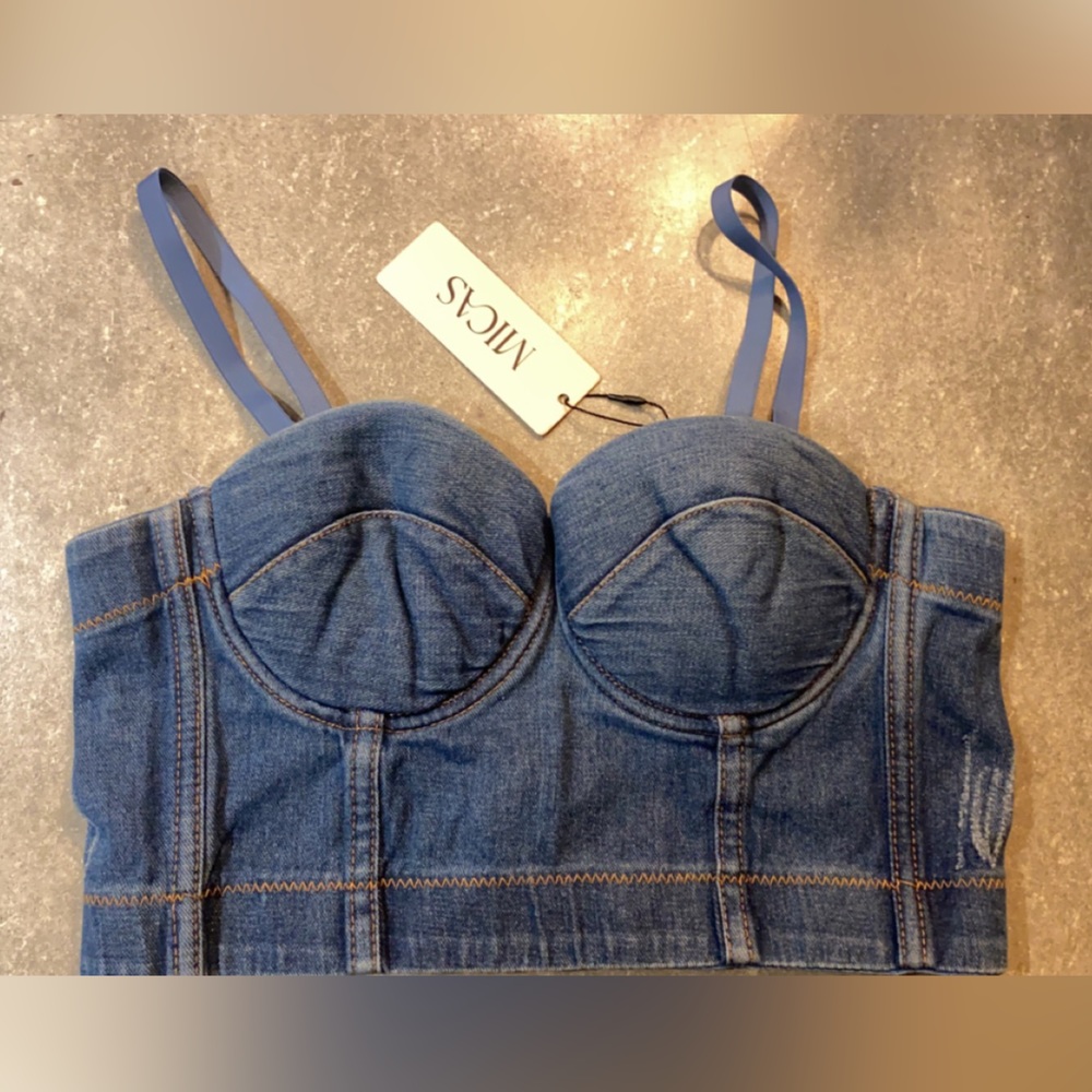 Denim bustier tank top